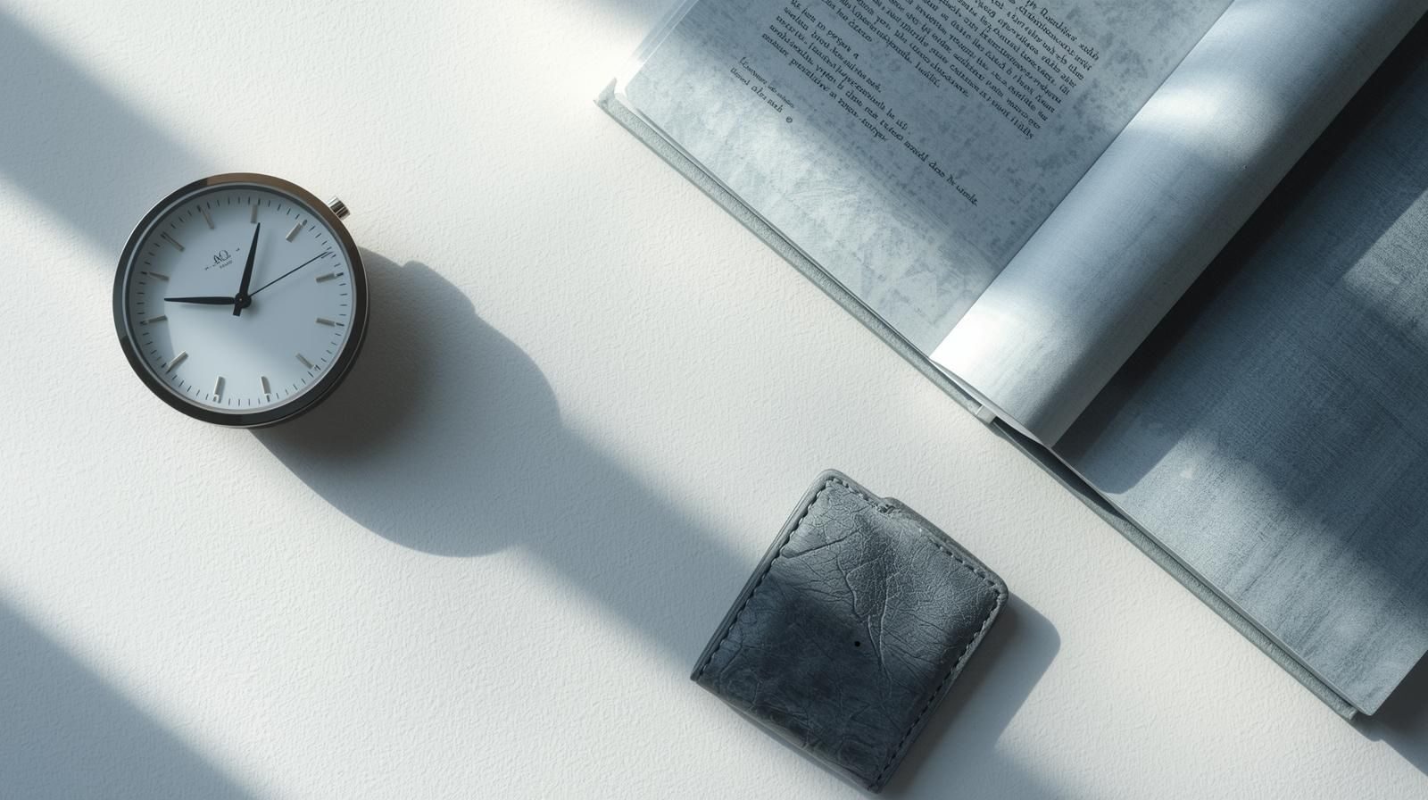 Radni-stol-sa-satom, novčanikom-i-knjigom-simbol planiranja-i-određivanja-cijene-instrukcija